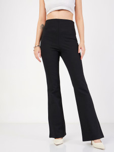 SASSAFRAS Slim Fit Women Black Trousers