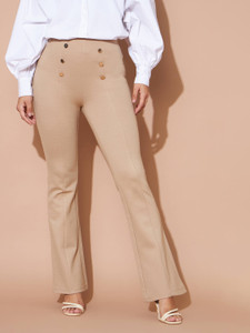 SASSAFRAS Flared Women Beige Trousers