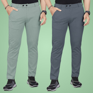GIBBONTE Regular Fit Men Grey, Light Green Trousers