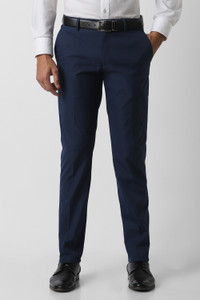 VAN HEUSEN Slim Fit Men Dark Blue Trousers