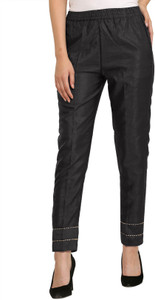 FAZONIX Regular Fit Women Black Trousers