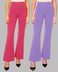 GLADLY Flared Women Pink, Purple Trousers