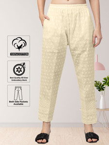 FamBee Regular Fit Women Cream Trousers