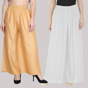Qeheem Regular Fit Women Gold, White Trousers