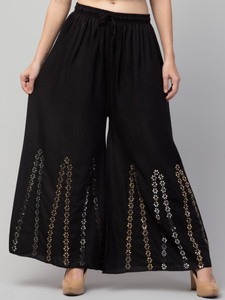 FamBee Flared Women Black Trousers