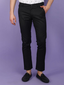 V-MART Regular Fit Men Black, Black Trousers