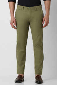 PETER ENGLAND Slim Fit Men Green Trousers