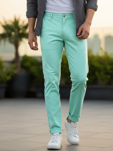 Urbano Fashion Slim Fit Men Green Trousers