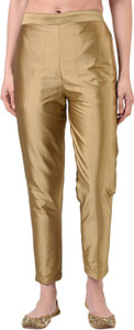 FLOREOS Regular Fit Women Gold Trousers