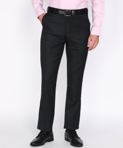 PARK AVENUE Regular Fit Men Black Trousers