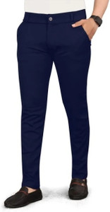 TopQore Slim Fit Men Dark Blue Trousers