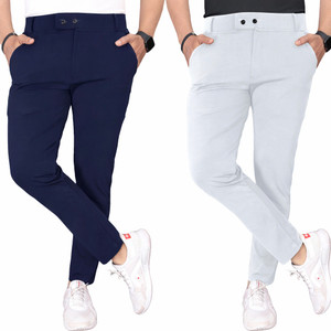 DKS Slim Fit Men Blue, Silver Trousers