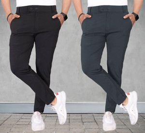 TENIT Slim Fit Men Black, Grey Trousers