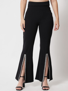 KOTTY Flared Women Black Trousers