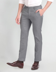 ARROW Regular Fit Men Grey Trousers
