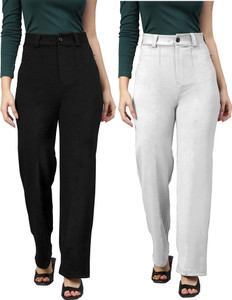 METRONAUT Regular Fit Women Black, White Trousers