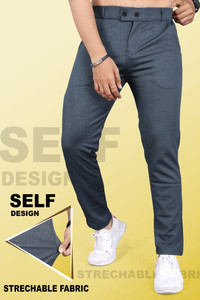 INDICLUB Slim Fit Men Grey Trousers
