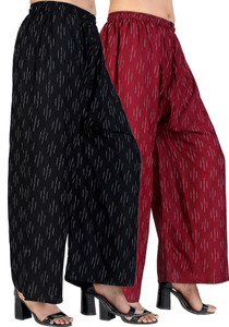 4K FASHION Relaxed Women Black, Maroon Trousers