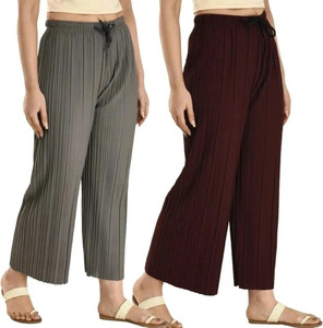 CAYZER Relaxed Women Grey, Maroon Trousers