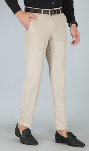 Kurus Regular Fit Men Beige Trousers