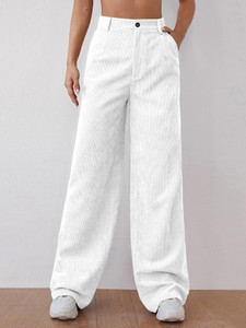 Rajovati Slim Fit Women White Trousers