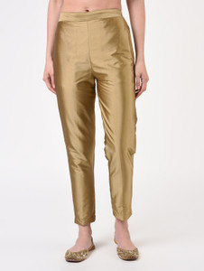 FLOREOS Regular Fit Women Gold Trousers