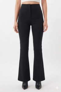 High-Buy Flared Women Black Trousers