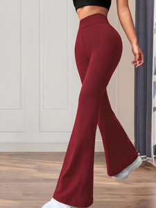 loomzy Flared Women Maroon Trousers