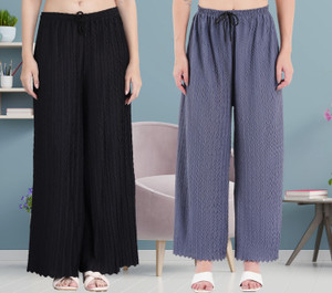 IRHA Regular Fit Women Black, Grey Trousers