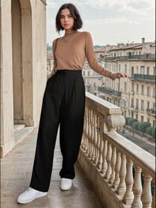 KOTTY Straight Fit Women Black Trousers