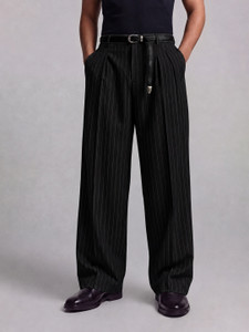 mtwn Loose Fit Men Black Trousers