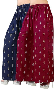 Zarmin Regular Fit Women Blue, Maroon Trousers