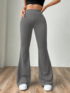 loomzy Flared Women Grey Trousers
