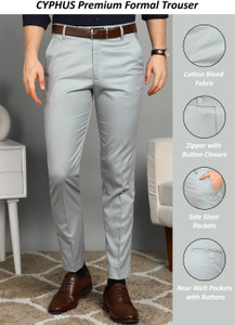 CYPHUS PREMIUM Slim Fit Men Grey Trousers