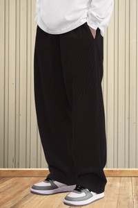 METRONAUT Men's Polyester Causal Drawstring Comfortable Loose Fit Trouser Pant Loose Fit Men Black Trousers