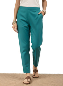 D K W Regular Fit Women Green Trousers