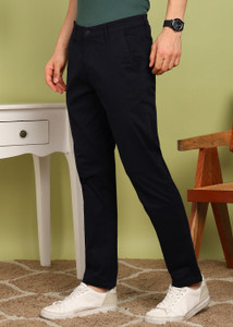 PROVOGUE Slim Fit Men Black Trousers