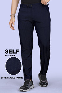 INDICLUB Regular Fit Men Dark Blue Trousers