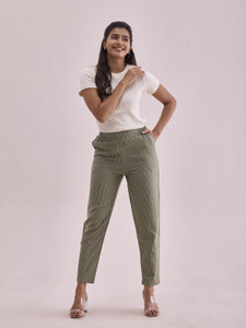 GO COLORS Relaxed Women Green Trousers