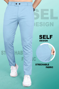 INDICLUB Slim Fit Men Light Blue Trousers