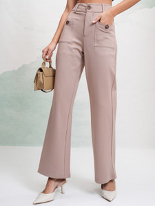 Tokyo Talkies Flared Women Beige Trousers