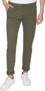 Arrow Sport Slim Fit Men Green Trousers