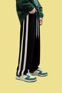 COMBRAIDED Loose Fit Men Black, White Trousers