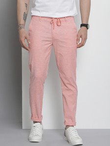 The Indian Garage Co. Slim Fit Men Pink Trousers