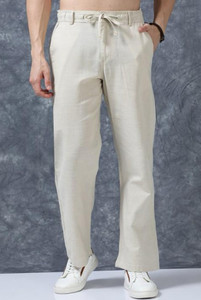M Q Denim Regular Fit Men White Trousers