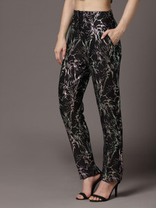KASSUALLY Regular Fit Women Black Trousers