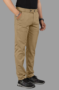 COMBRAIDED Slim Fit Men Khaki, White Trousers