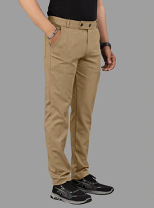 COMBRAIDED Slim Fit Men Khaki, White Trousers