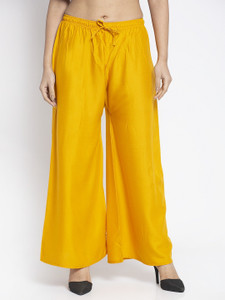 Bamboo Breeze Flared Women Yellow Trousers