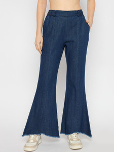 NOVIO Flared Women Dark Blue Trousers